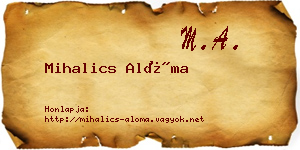 Mihalics Alóma névjegykártya